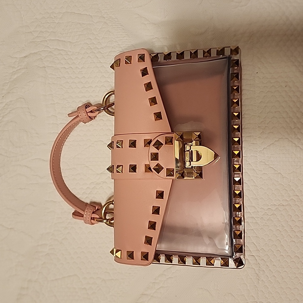 Clear,pink and gold studs silicone,waterproof purse